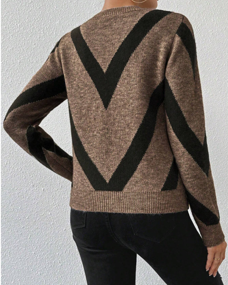 Andrea's™ | Pullover Mit Geometrischem Muster Und Rundhalsausschnitt Merkmalen