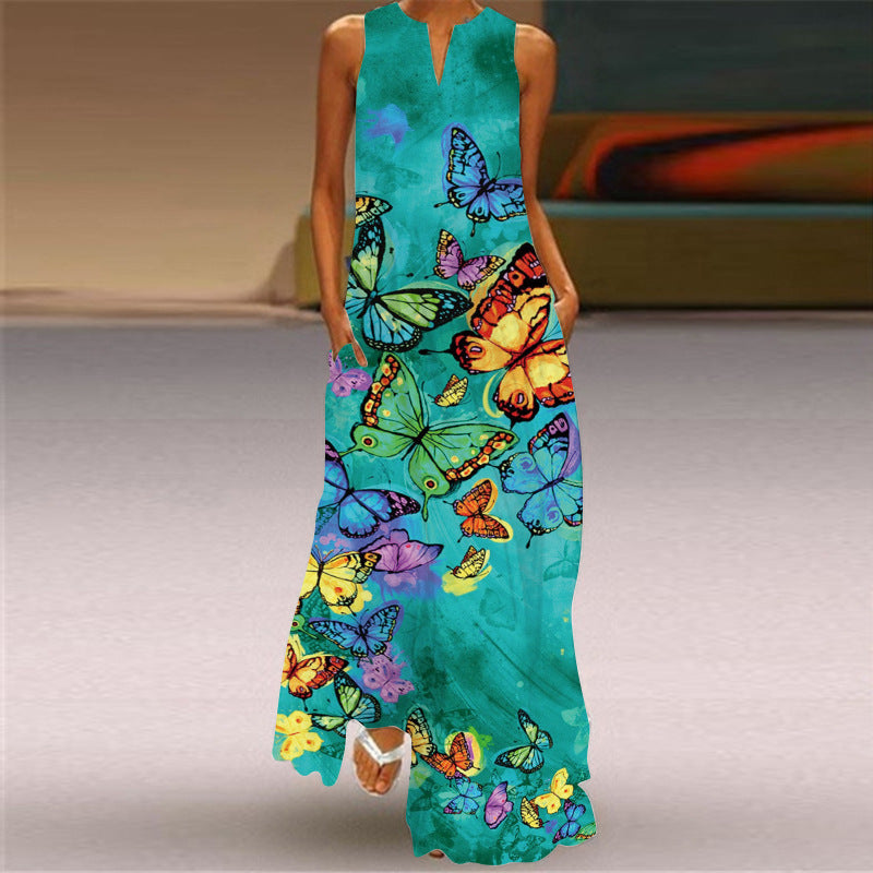 Langes Kleid mit lebhaftem Print von Andrea Serena
