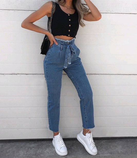 Andrea's™ | Hoch taillierte Washed-Denim-Jeans