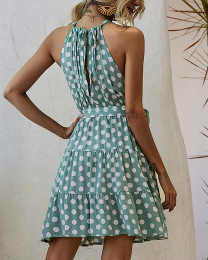 Schickes Polka-Dot-Neckholderkleid von Andrea Serena