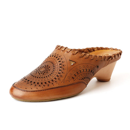 Vintage Ledersandalen mit mittelhohem Absatz von Andrea Serena