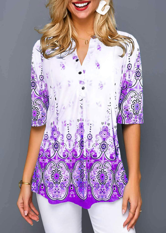 Boho-Print Andrea Serena Bequemes Alltagshemd