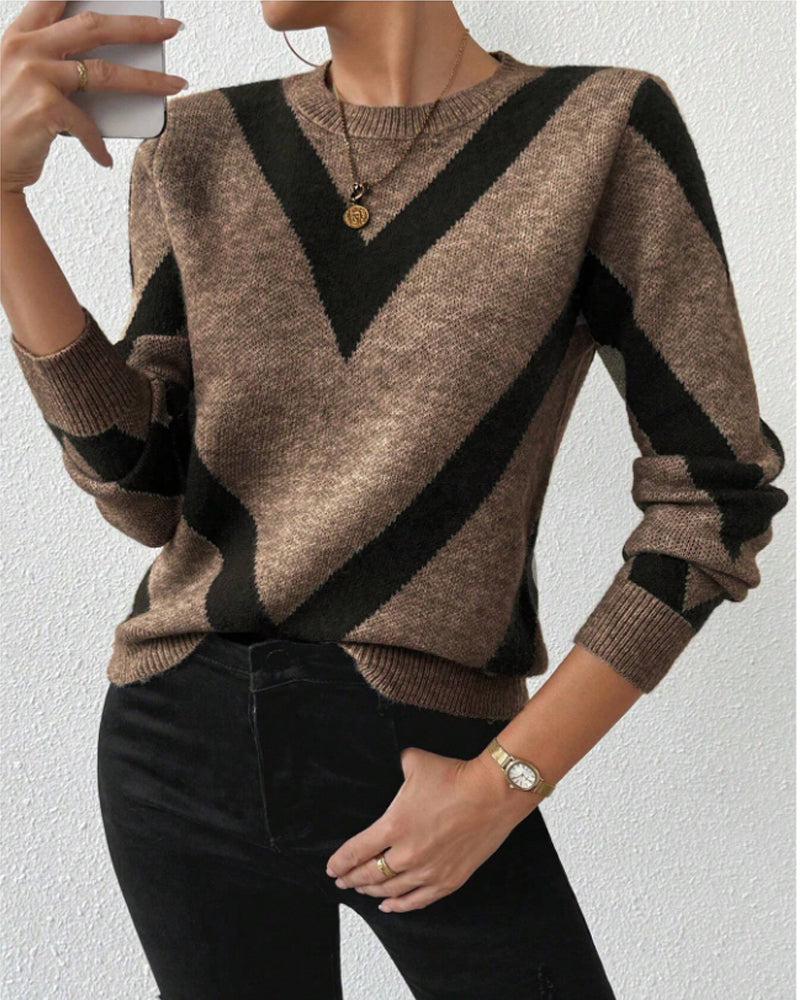 Andrea's™ | Pullover Mit Geometrischem Muster Und Rundhalsausschnitt Merkmalen