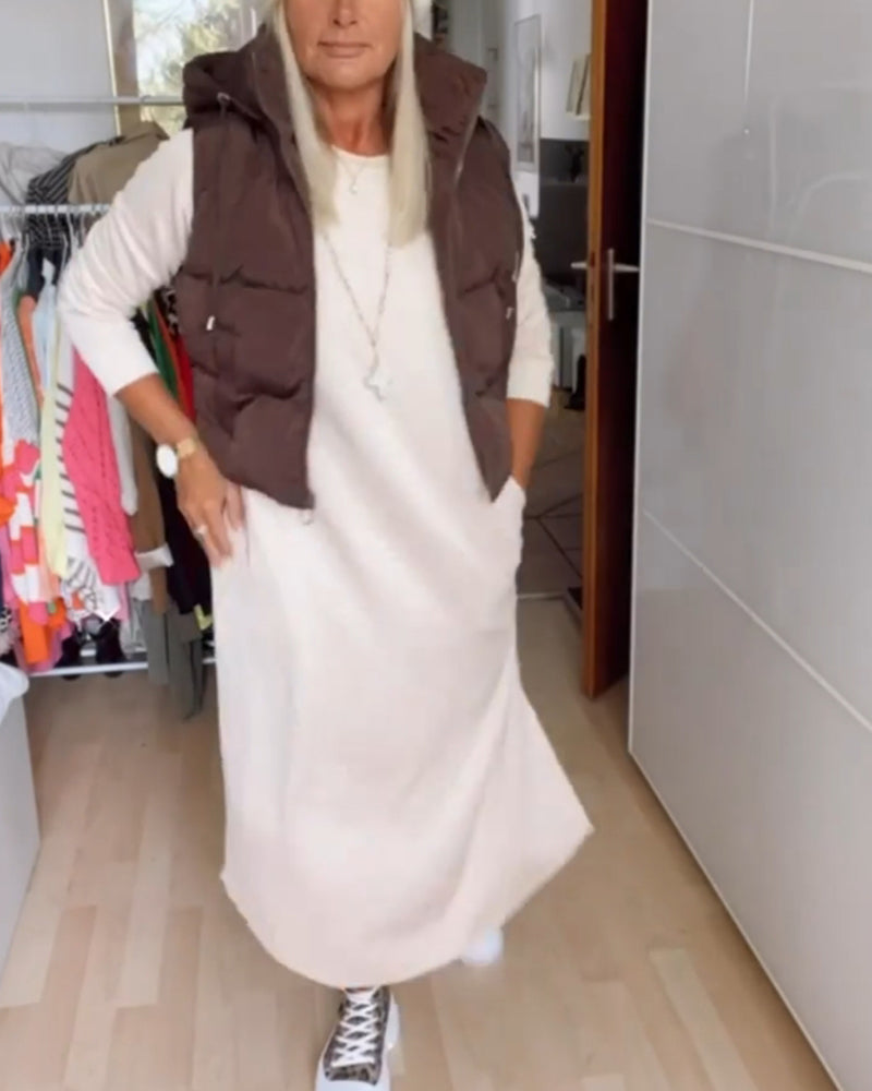 Andrea's™ | Einfarbiger Westenmantel mit Kapuze