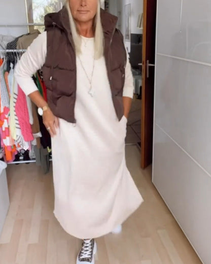 Andrea's™ | Einfarbiger Westenmantel mit Kapuze