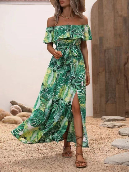 Elegantes Andrea Serena Rüschen-Maxikleid mit Blumenmuster