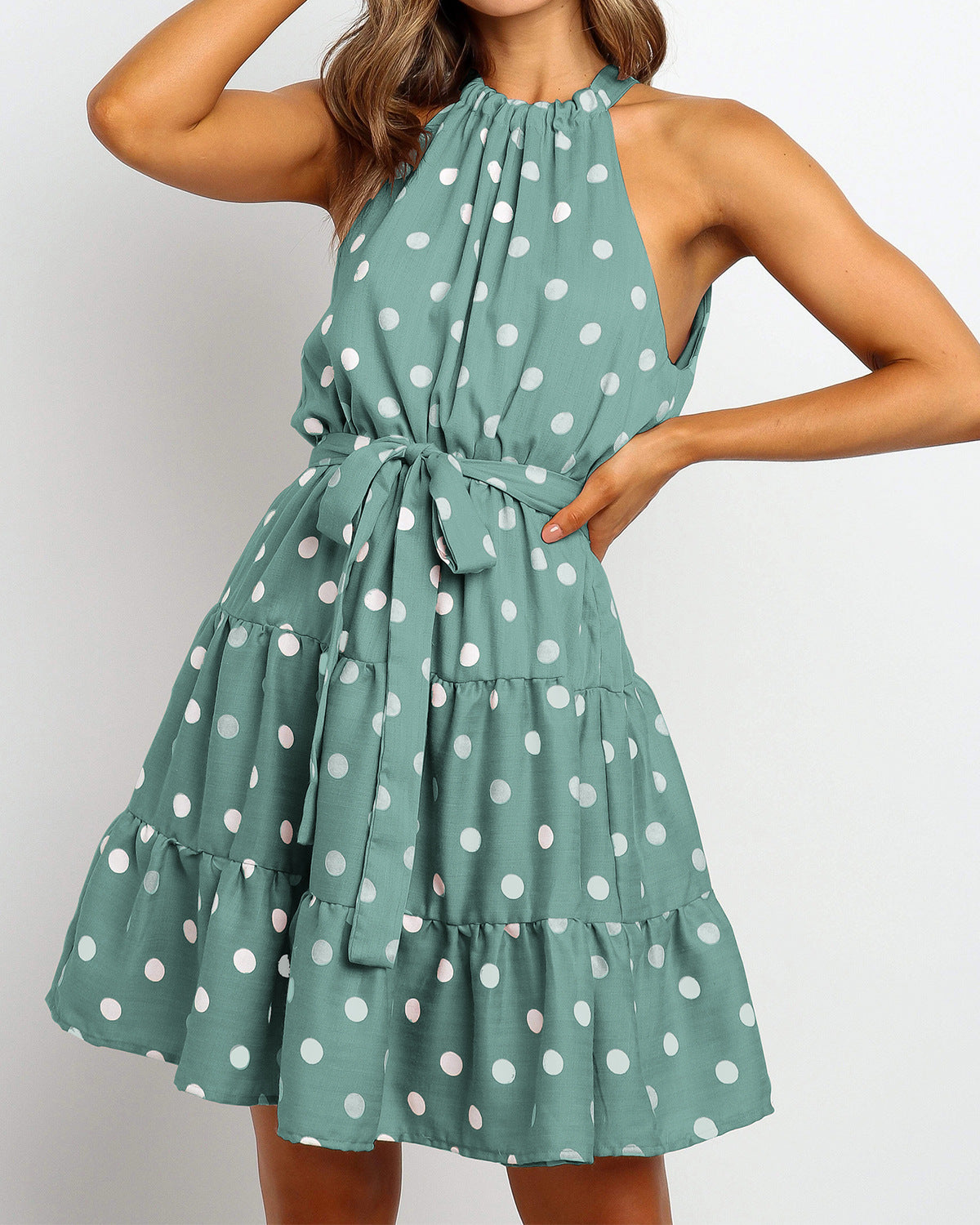 Schickes Polka-Dot-Neckholderkleid von Andrea Serena