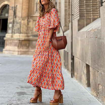 Andrea's™ | Damen Sommerkleid mit V-Ausschnitt und elegantem Print
