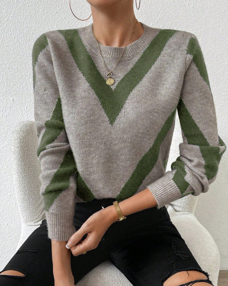 Andrea's™ | Pullover Mit Geometrischem Muster Und Rundhalsausschnitt Merkmalen