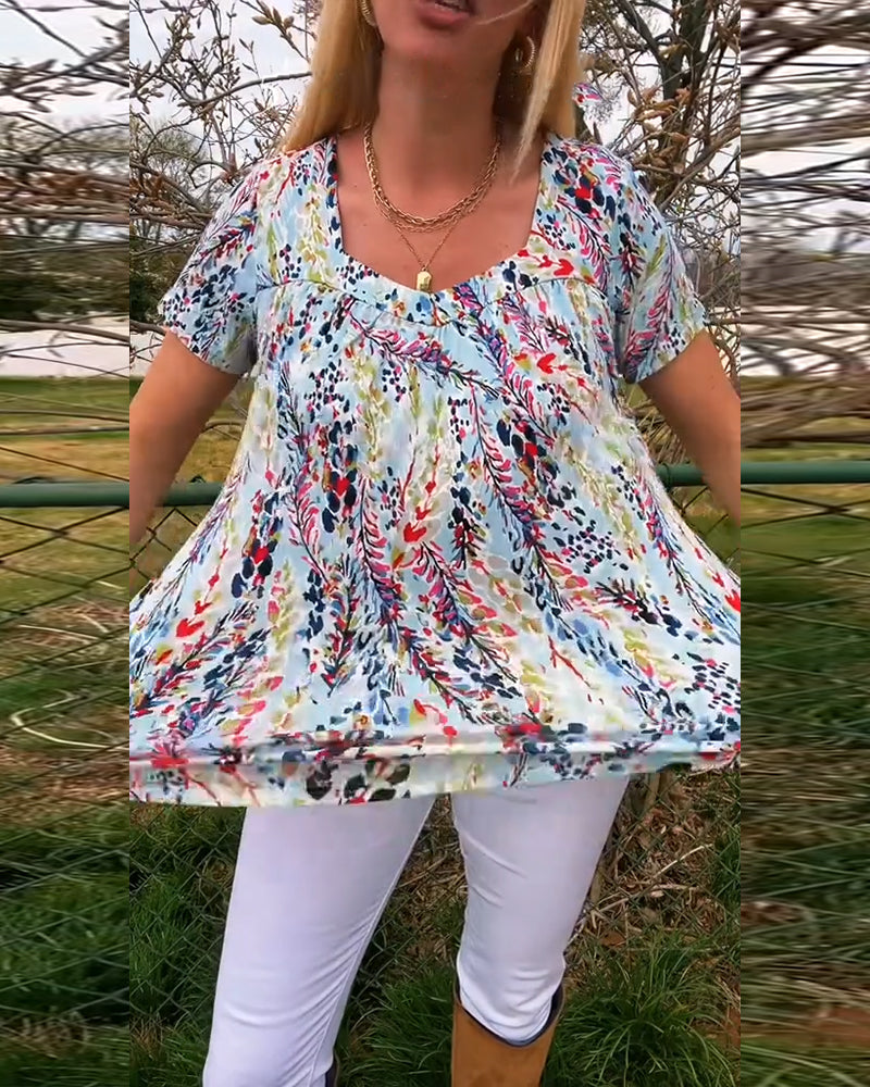 Andrea's™ | T-Shirt U-Ausschnitt Kurzarm Bedruckt