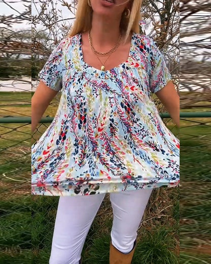 Andrea's™ | T-Shirt U-Ausschnitt Kurzarm Bedruckt