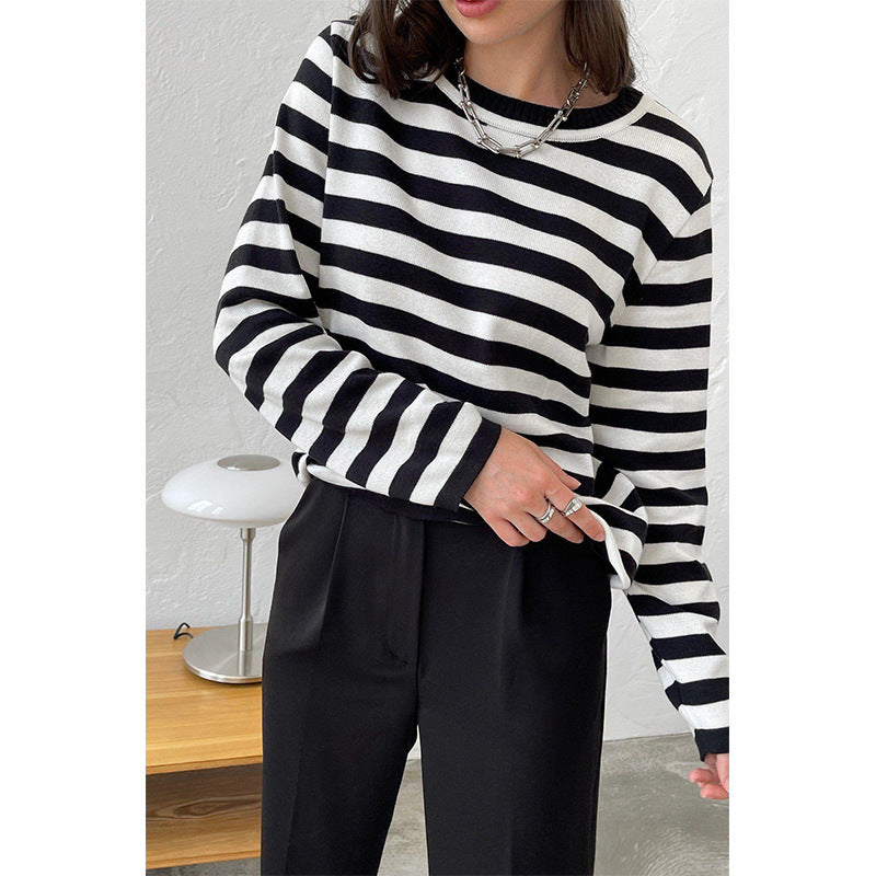 Andrea's™ | Gestreiftes Strickshirt mit Rundhalsausschnitt