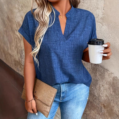 Elegante Andrea Serena Bluse mit V-Ausschnitt und Fledermausärmeln