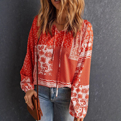 Boho-Bluse von Andrea Serena mit langen Ärmeln