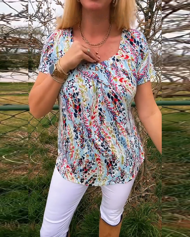 Andrea's™ | T-Shirt U-Ausschnitt Kurzarm Bedruckt