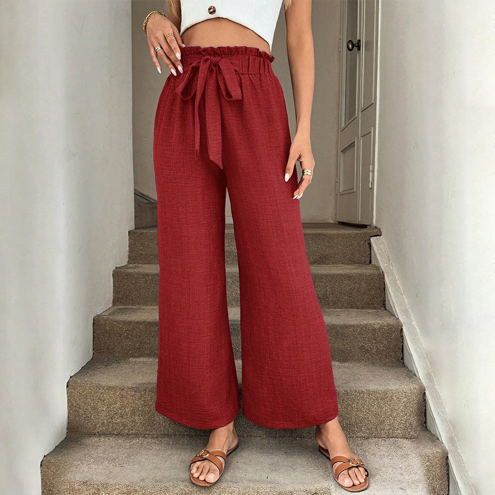 Rote, weite Andrea Serena Hose mit Kordelzug