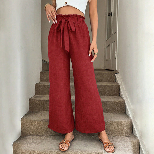 Rote, weite Andrea Serena Hose mit Kordelzug
