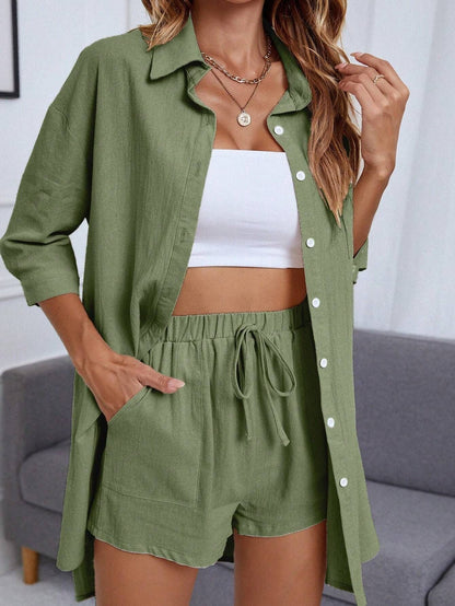 Schickes Baumwollhemd-Set Andrea Serena Freizeit-Outfit