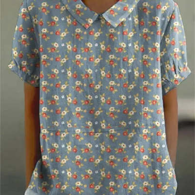 Andrea's™ | Bedruckte Bluse mit Rundhalsausschnitt