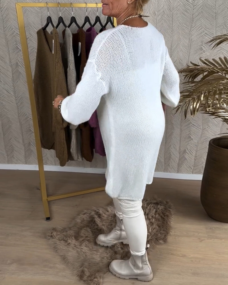 Andrea's™ | Unregelmäßiger, einfarbiger Freizeitpullover