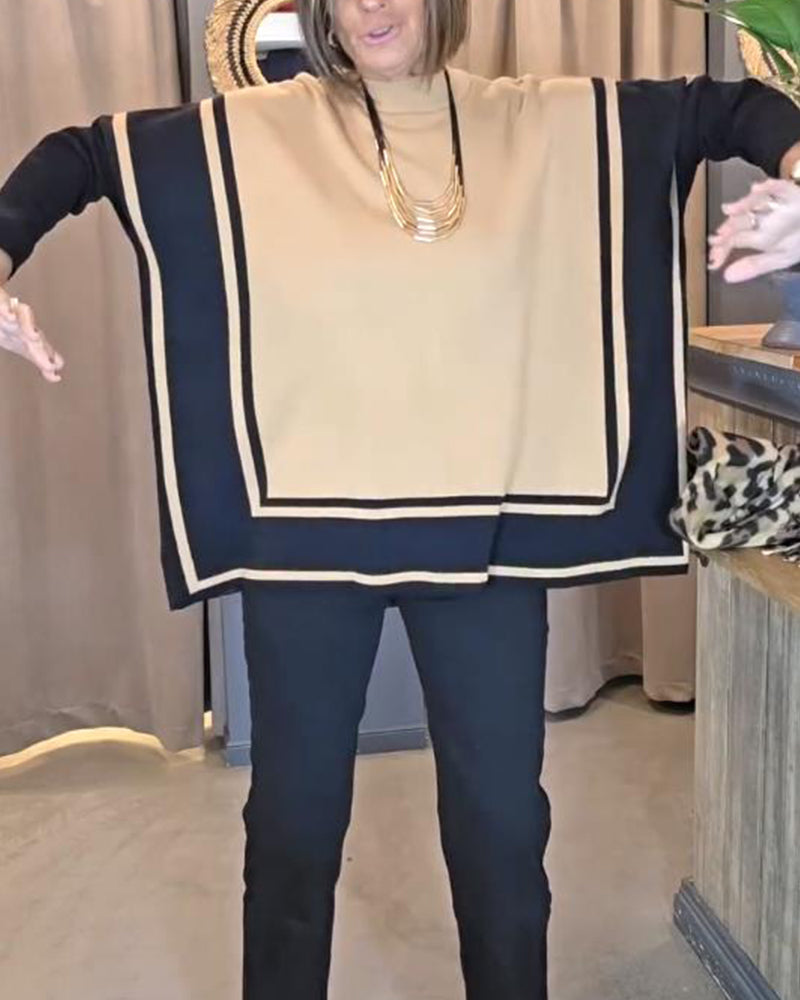 Andrea's™ | Pullover Mit Fledermausärmeln, Streifenmuster Und Farbblock-Design