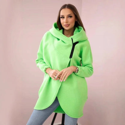 Andrea's™ | Damen-Hoodie-Mantel in Übergröße, einfarbig