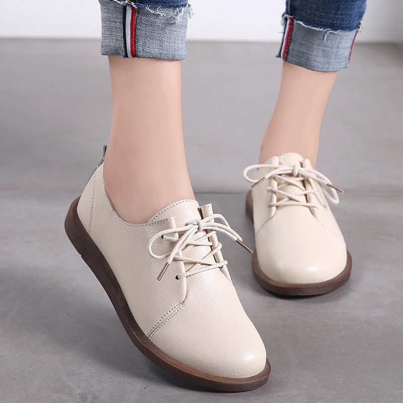Retro Comfortable Andrea Serena Leather Lace-Up Shoes