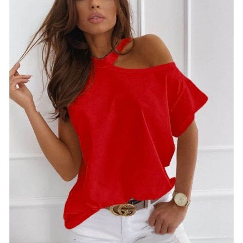Schickes, einfarbiges Kurzarm-T-Shirt von Andrea Serena