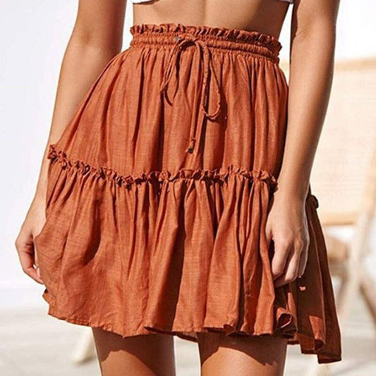 Ruffled Drawstring Mini Skirt by Andrea Serena