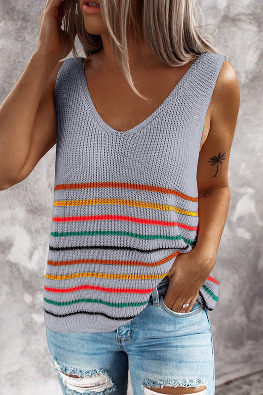 Mehrfarbige gestreifte Strickweste von Andrea Serena