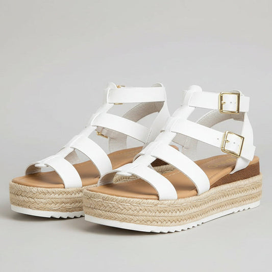 Elegante Andrea Serena Plateau-Sandalen mit gekreuzten Riemen