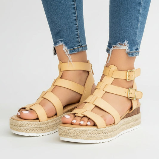 Elegante Andrea Serena Plateau-Sandalen mit gekreuzten Riemen