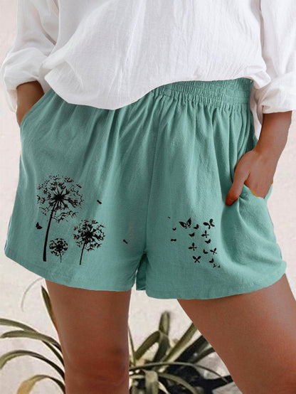 High-Waist-Shorts mit Löwenzahnmuster von Andrea Serena