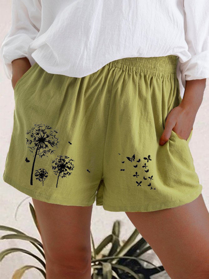 High-Waist-Shorts mit Löwenzahnmuster von Andrea Serena