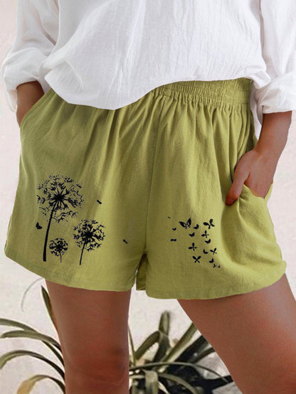 High-Waist-Shorts mit Löwenzahnmuster von Andrea Serena
