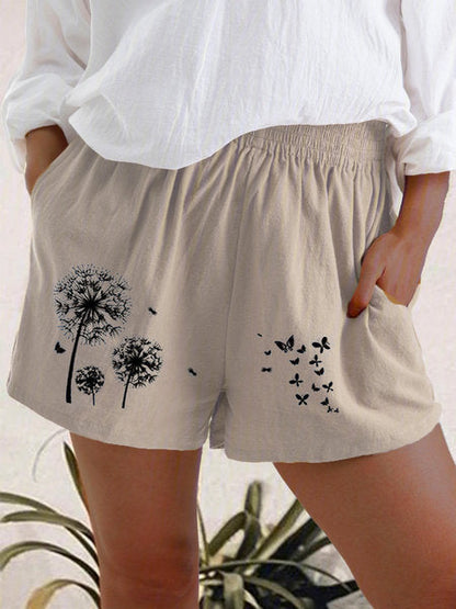 High-Waist-Shorts mit Löwenzahnmuster von Andrea Serena