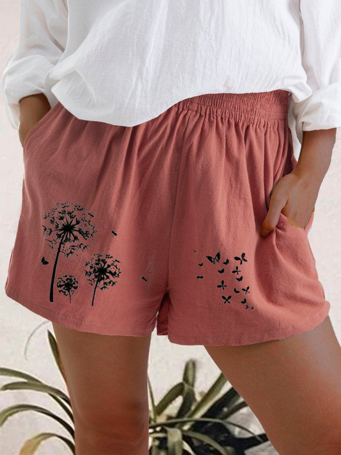 High-Waist-Shorts mit Löwenzahnmuster von Andrea Serena