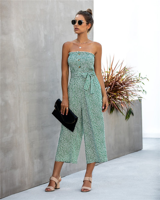 Andrea's™ | Schulterfreier bedruckter Jumpsuit