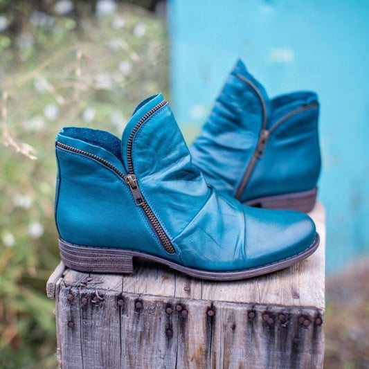 Andrea's™ | Stylishe Stiefeletten mit runder Kappe & zwei Reißverschlüssen