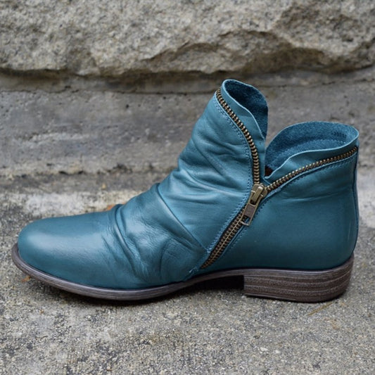 Andrea's™ | Stylishe Stiefeletten mit runder Kappe & zwei Reißverschlüssen