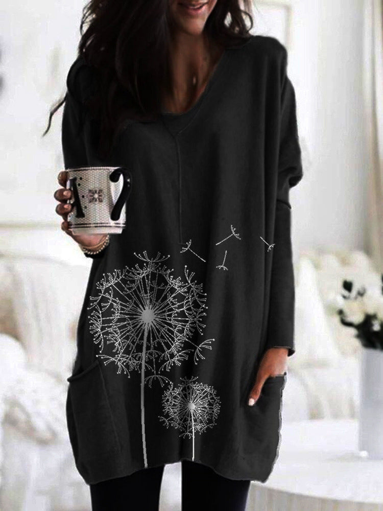 Printed Dandelion Andrea Serena Long Sleeve Blouse