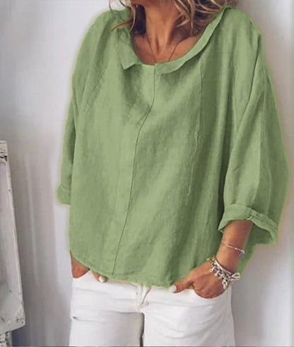 Elegante Leinenbluse mit Revers von Andrea Serena
