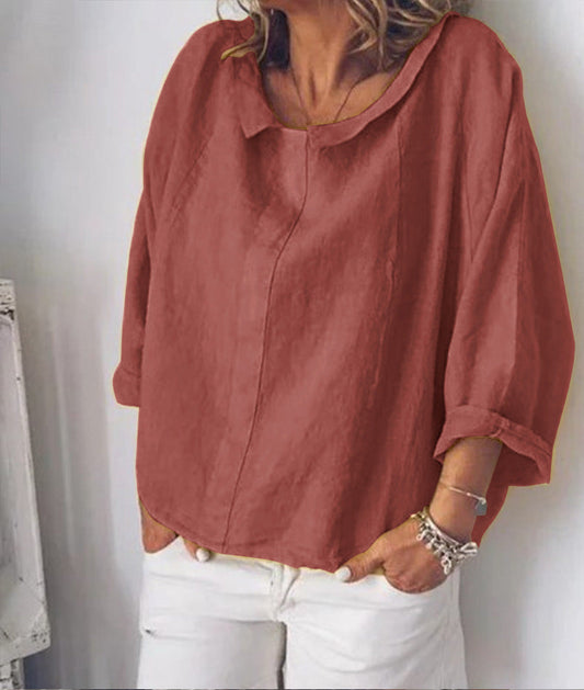 Elegante Leinenbluse mit Revers von Andrea Serena