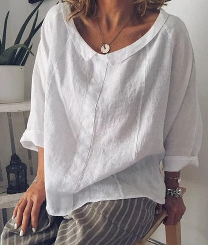 Elegante Leinenbluse mit Revers von Andrea Serena