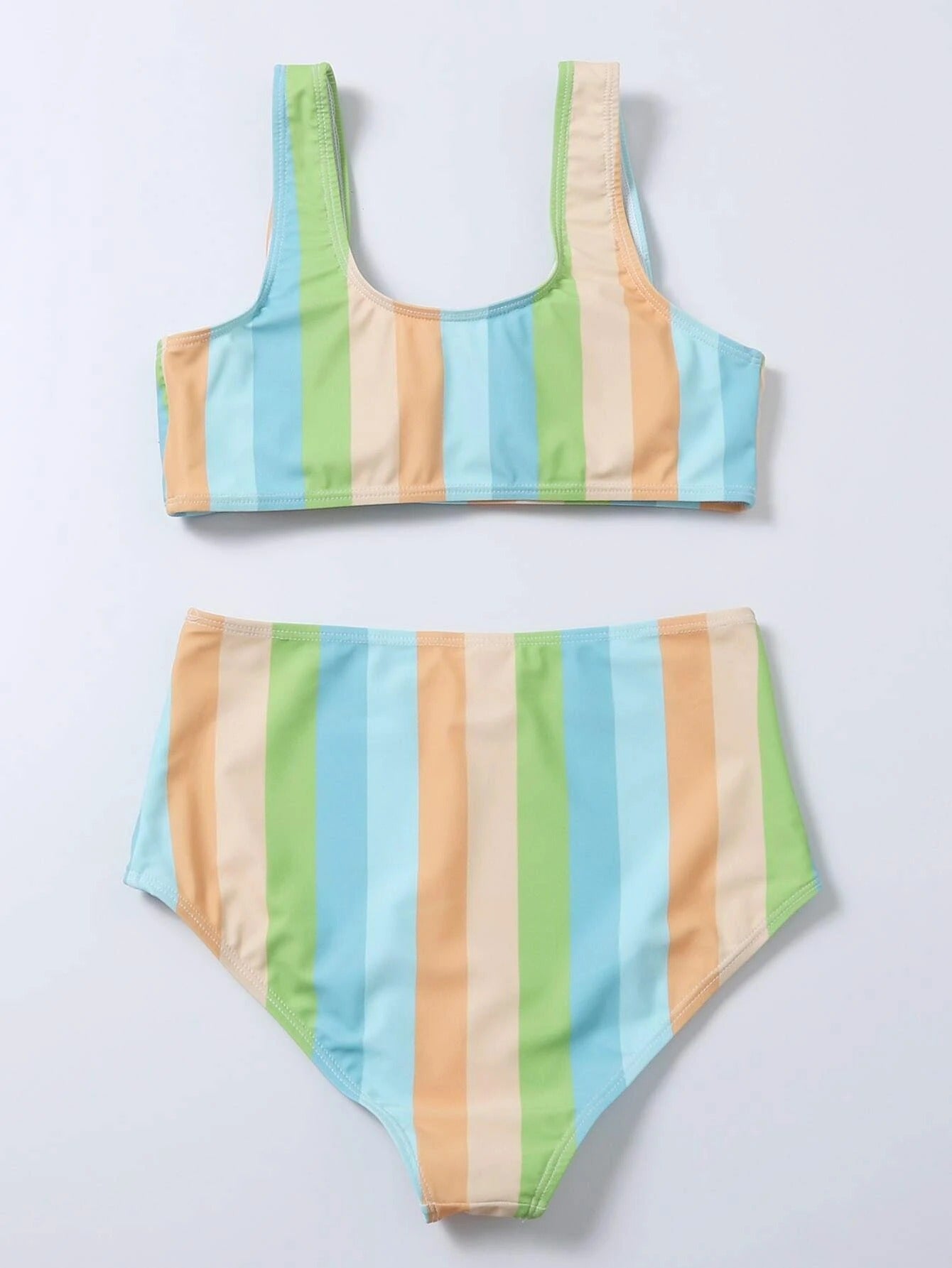 Strahlend gestreifter High-Waist-Bikini von Andrea Serena