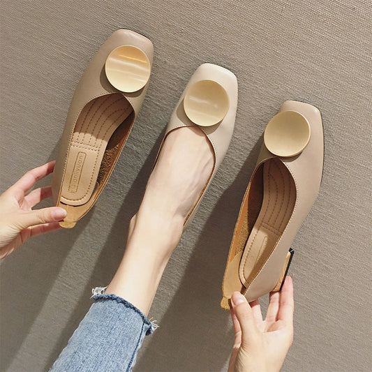 Chic Andrea Serena Mid-Heel Mary Jane Flats