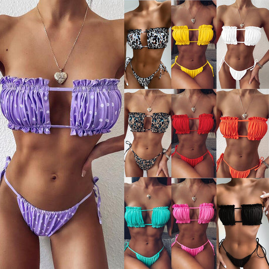 Multicolor Pleated Bikini by Andrea Serena
