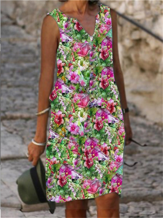 Ärmelloses A-Linien-Kleid von Andrea Serena mit lebhaftem Print