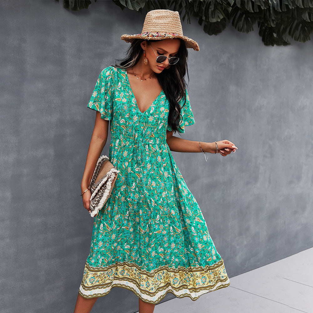 Lebhaftes Boho-Blumenkleid von Andrea Serena