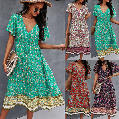 Vibrant Boho Floral Dress by Andrea Serena
